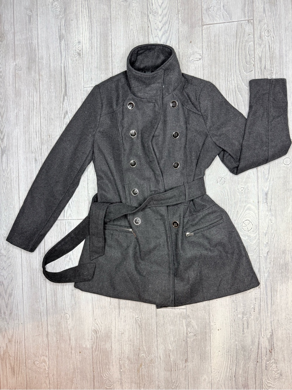 Dots long sleeve double button felt style coat jacket size small